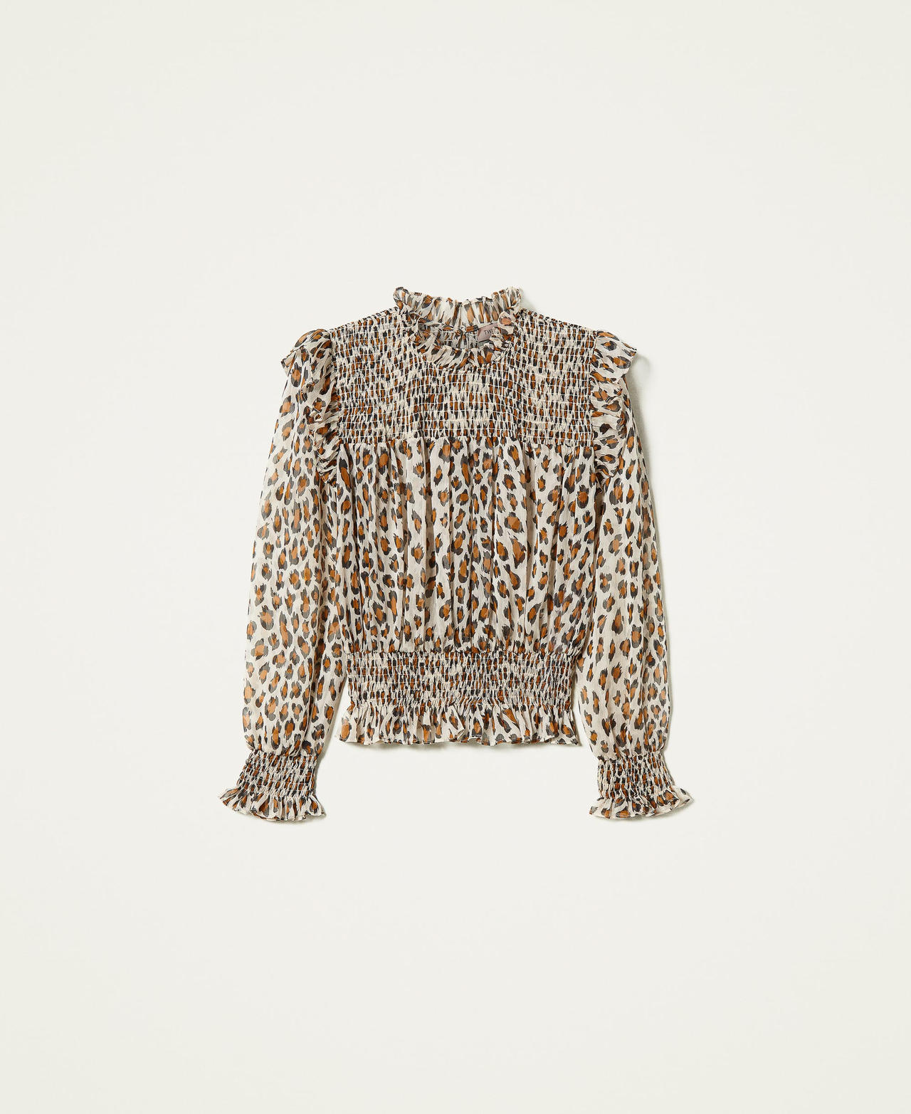 Blusa de crep&eacute; con estampado animal print Estampado Animal Print Blanco &laquo;Nieve&raquo; Mujer 212TT2260-0S