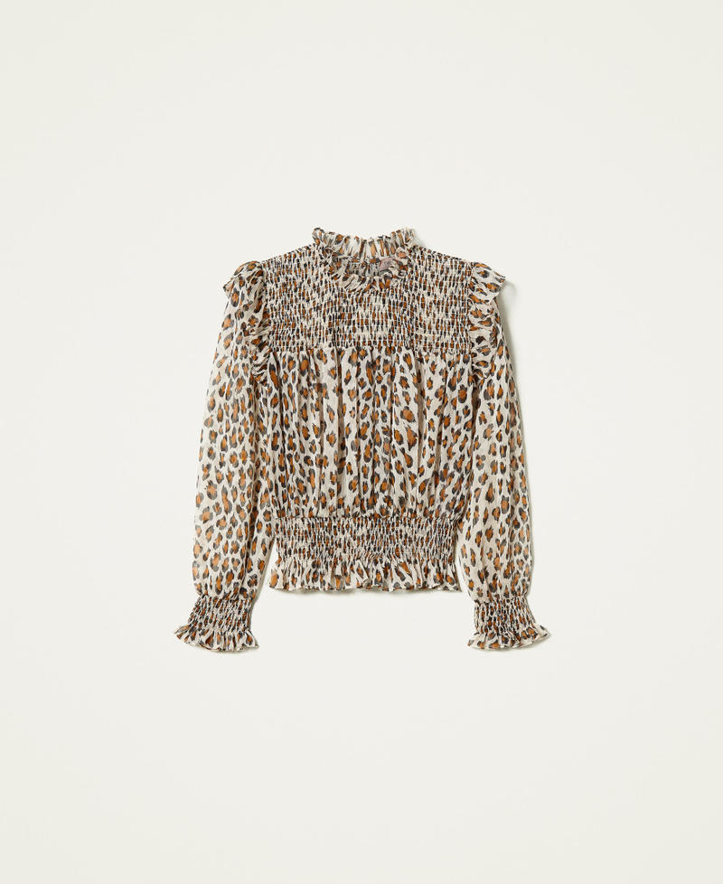 Blusa de crep&eacute; con estampado animal print Estampado Animal Print Blanco &laquo;Nieve&raquo; Mujer 212TT2260-0S