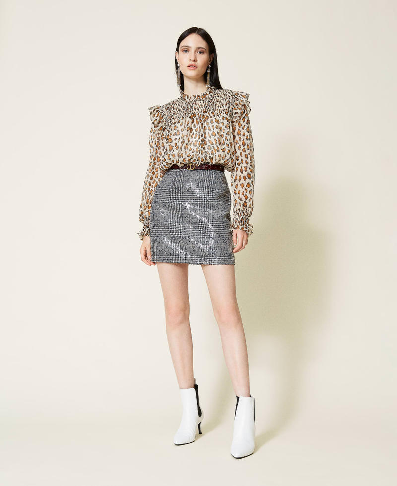 Blusa de crep&eacute; con estampado animal print Estampado Animal Print Blanco &laquo;Nieve&raquo; Mujer 212TT2260-0T