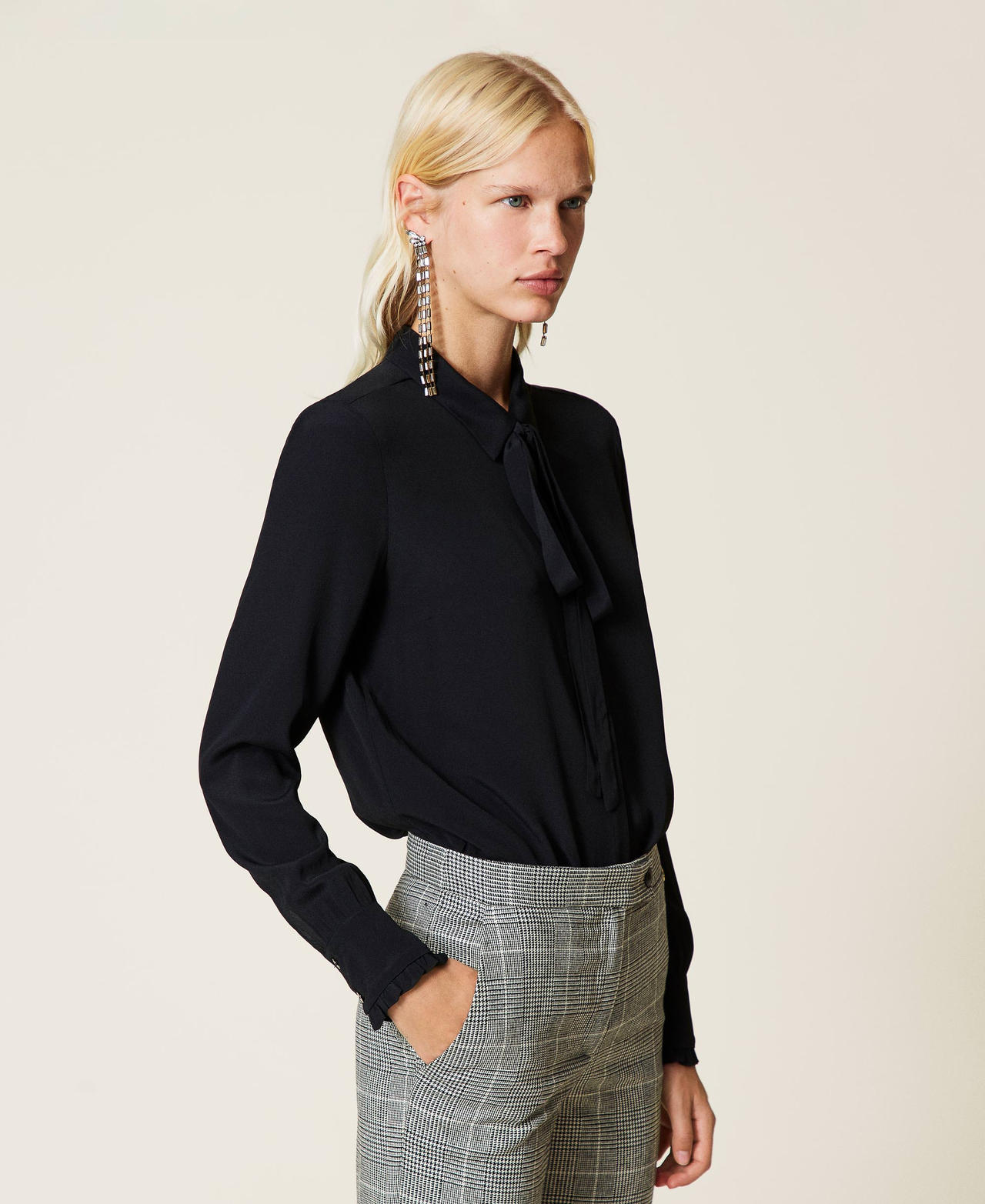 Camicia in misto seta Nero Donna 212TT2300-02