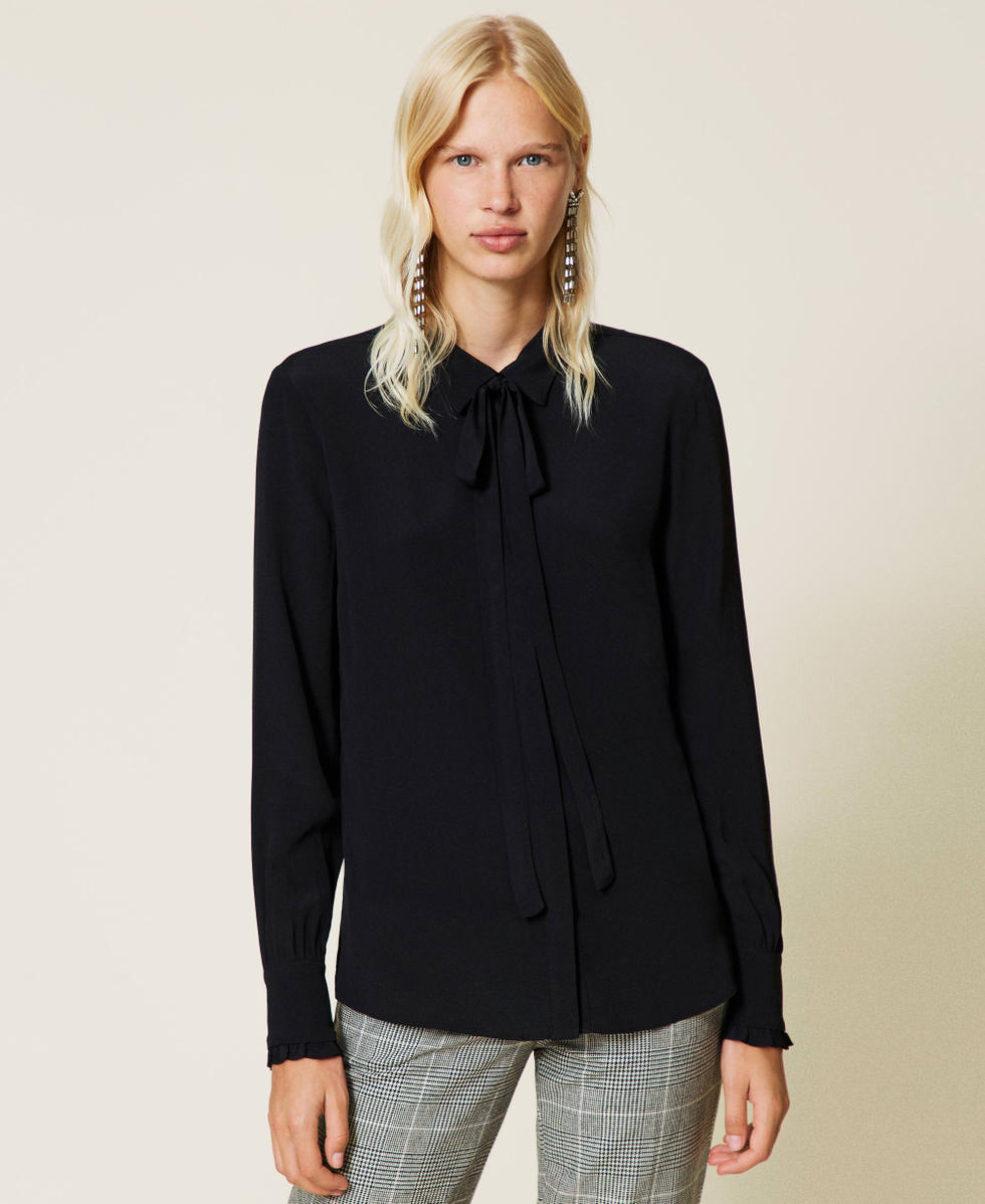 Silk blend shirt Black Woman 212TT2300-05