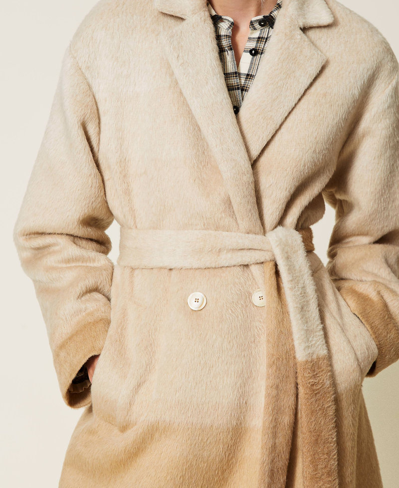 Wool blend long coat “Golden Rock” Beige /”Creme Brulè” Beige Fadeout Cloth Woman 212TT2310-05