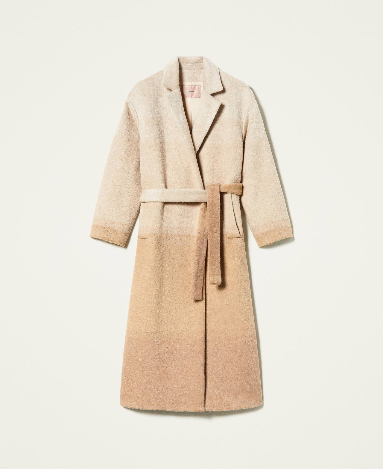 Wool blend long coat “Golden Rock” Beige /”Creme Brulè” Beige Fadeout Cloth Woman 212TT2310-0S