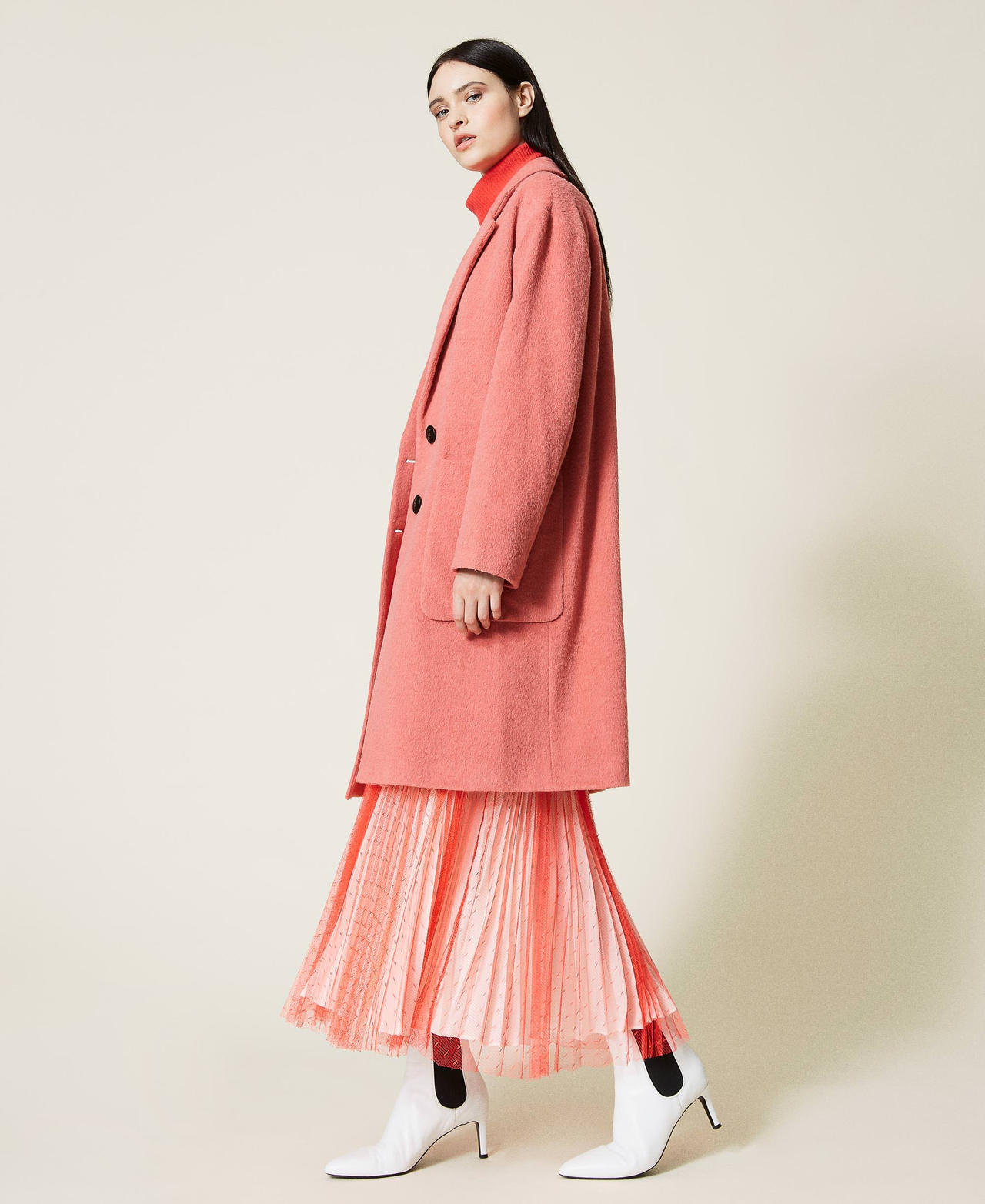 Wool blend coat Canyon Pink Woman 212TT231A-02