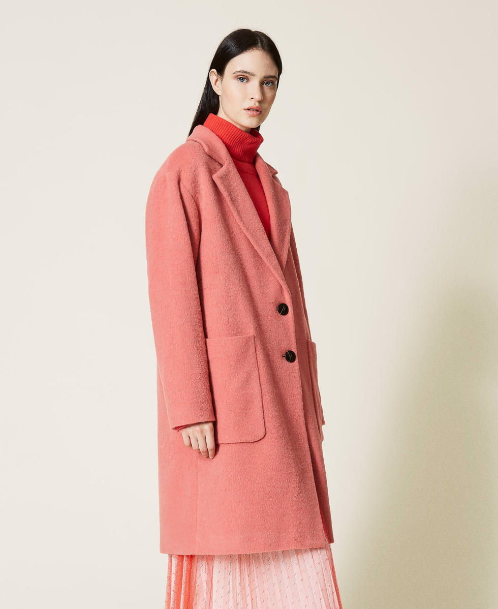 Wool blend coat Woman Pink TWINSET Milano