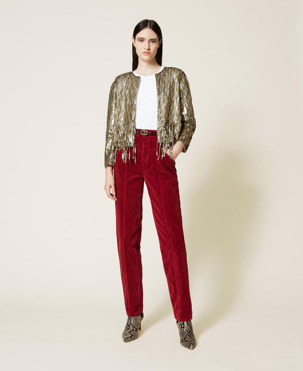 Pantalon rouge foncé femme on sale