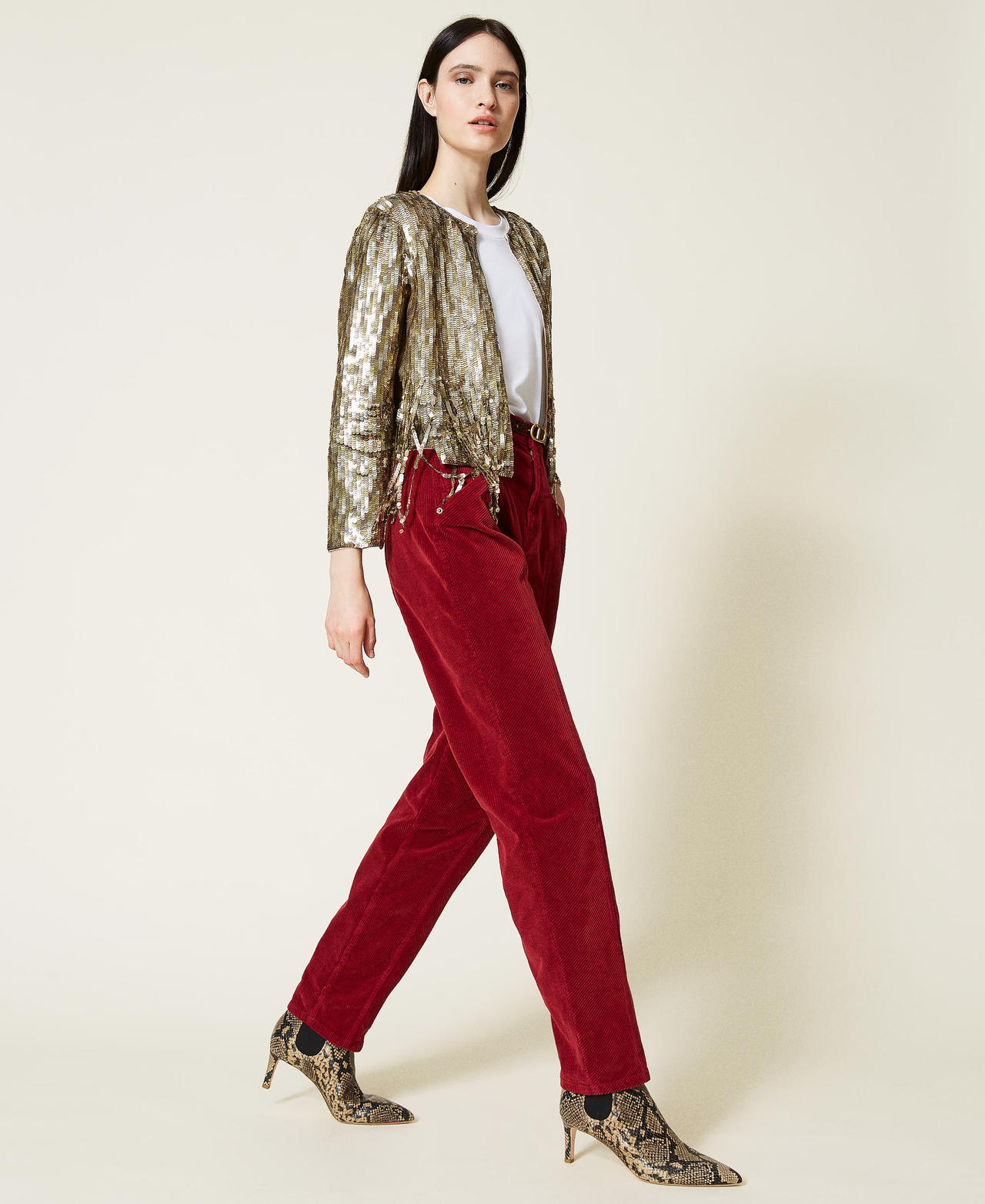 Corduroy trousers Dark Raspberry Woman 212TT2321-02