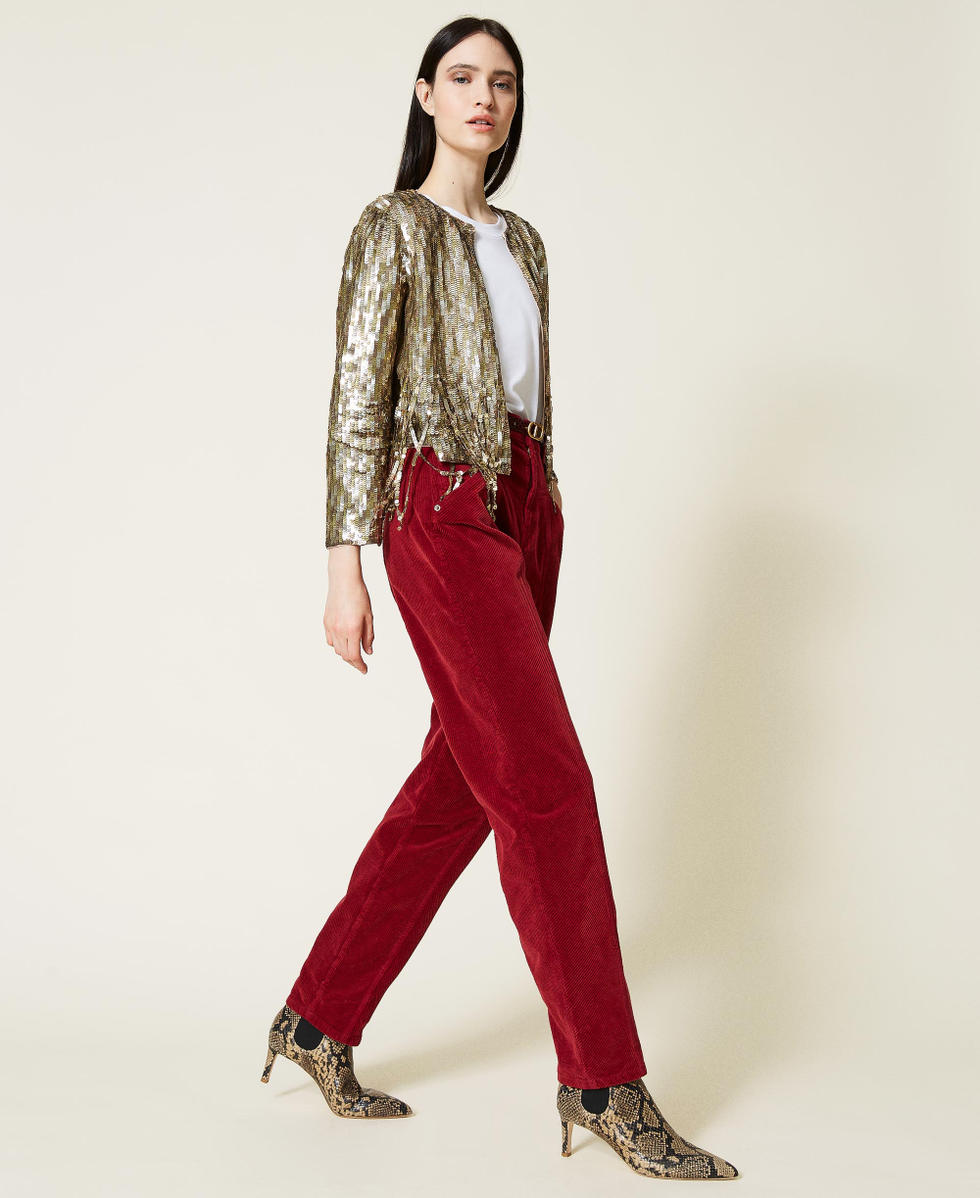 Pantalon en velours Femme Rouge TWINSET Milano