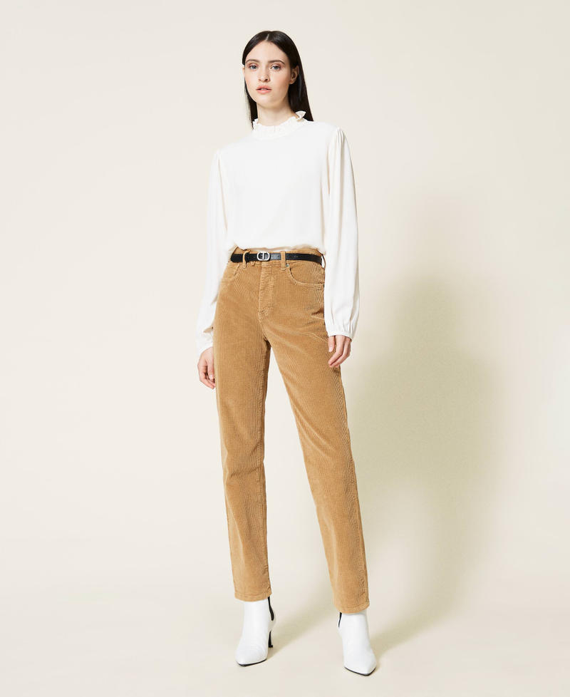 Straight corduroy trousers &ldquo;Golden Rock&rdquo; Beige Woman 212TT2323-02