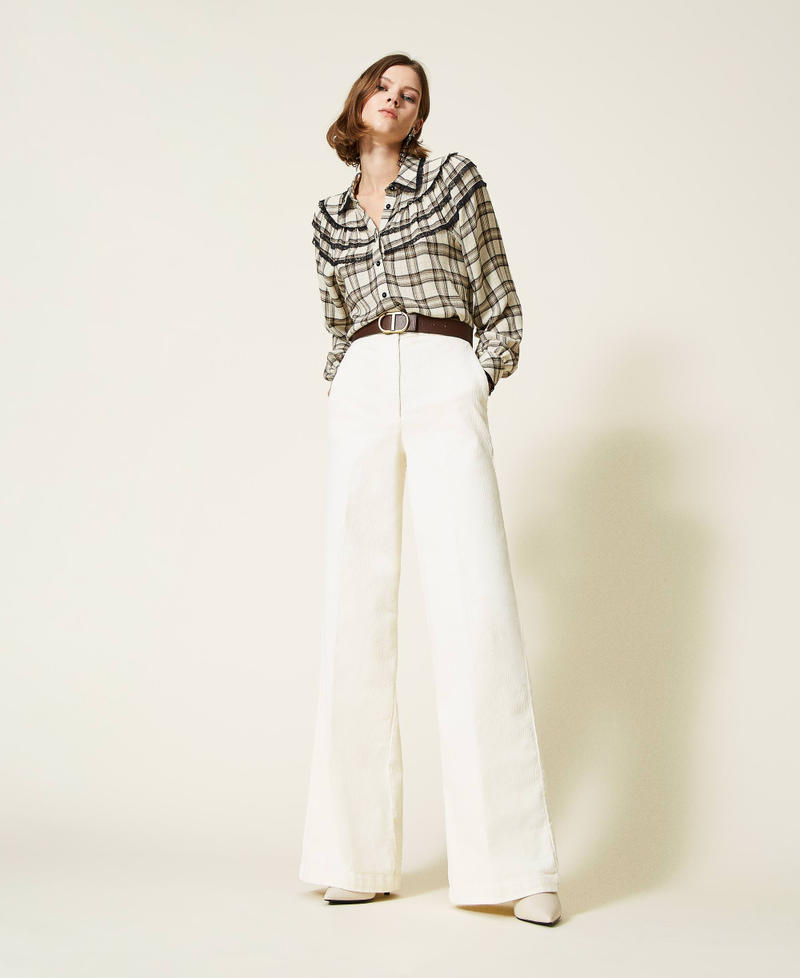 Corduroy palazzo trousers White Snow Woman 212TT2324-01