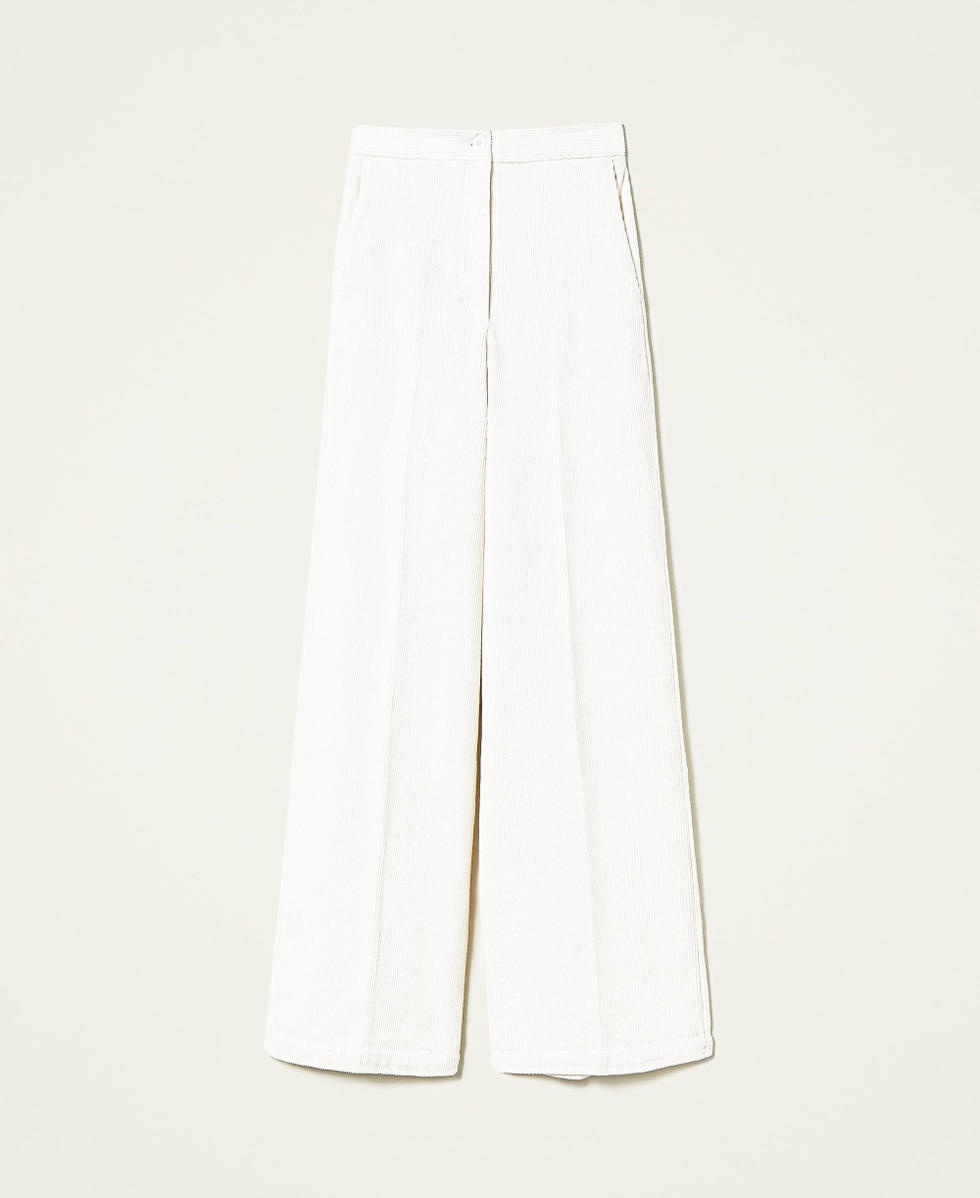 Palazzohose aus Samt Wei&szlig; Schnee Frau 212TT2324-0S