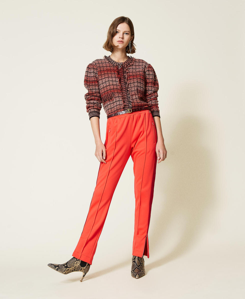 Pantalon cigarette avec bandes laterales Femme Rouge TWINSET Milano