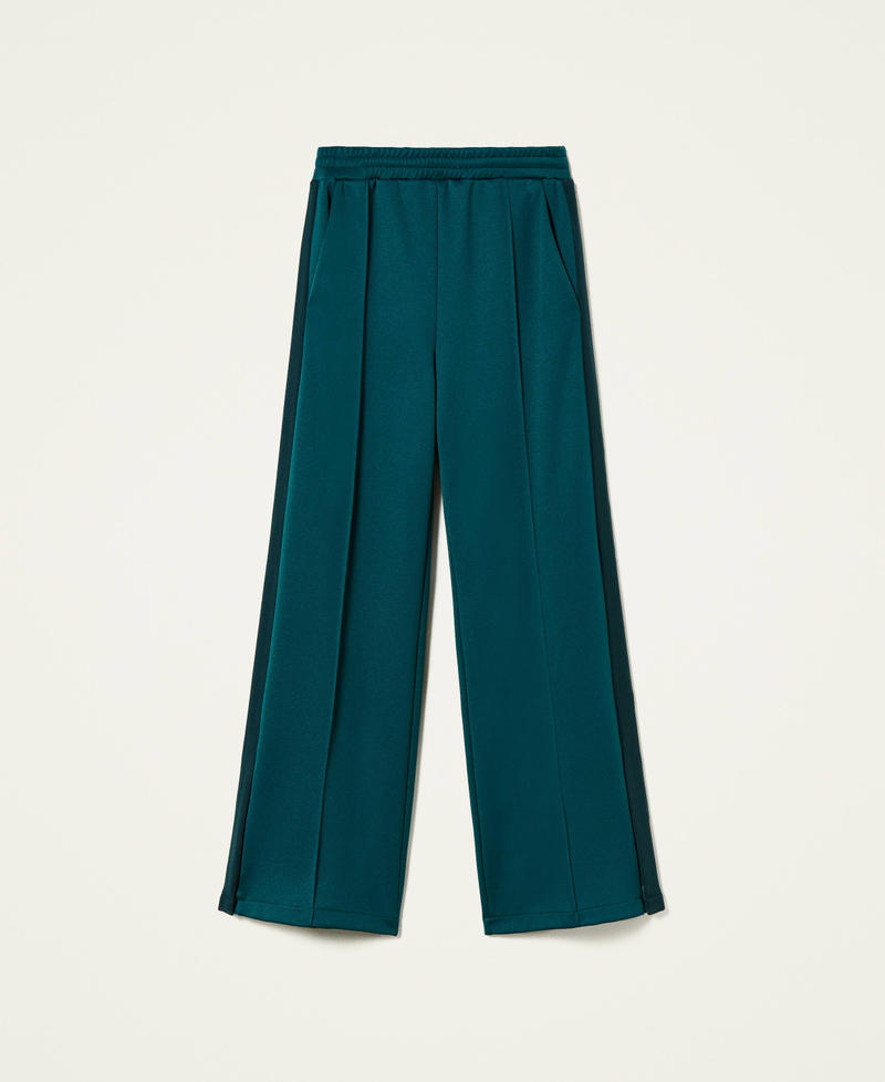 Pantalon palazzo avec bandes Bicolore Vert Foncé / Python Femme 212TT2361-0S