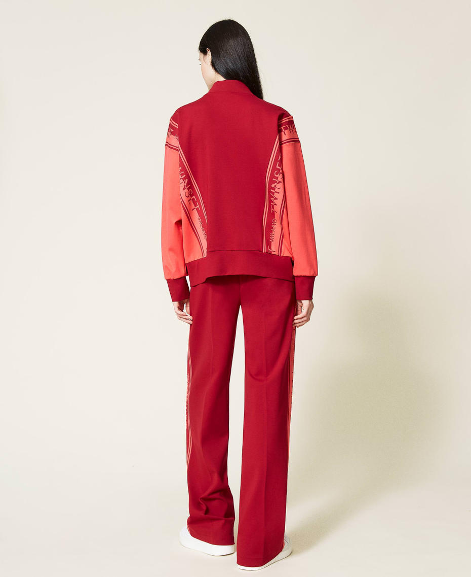 Sweat-shirt et pantalon en maille avec logo Bicolore Rouge Framboise Foncé / Coral Candy Femme 212TT2385-04