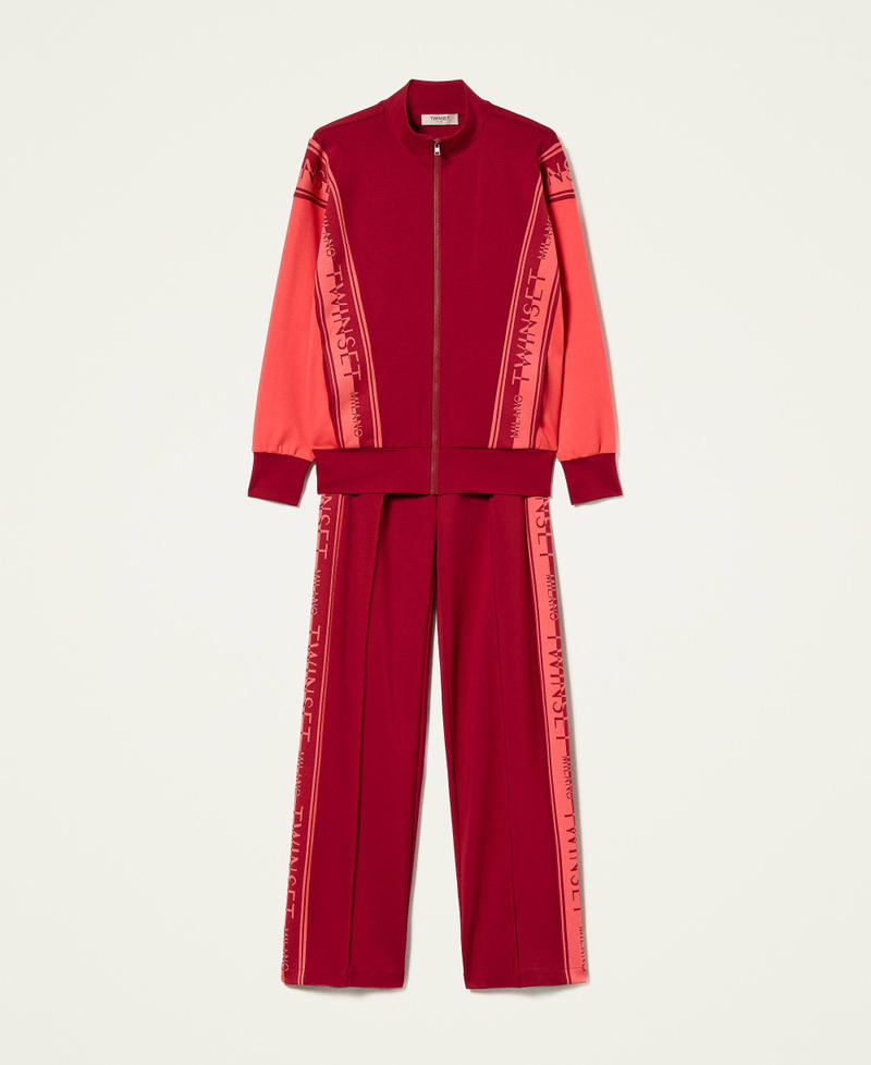 Sweat-shirt et pantalon en maille avec logo Bicolore Rouge Framboise Foncé / Coral Candy Femme 212TT2385-0S