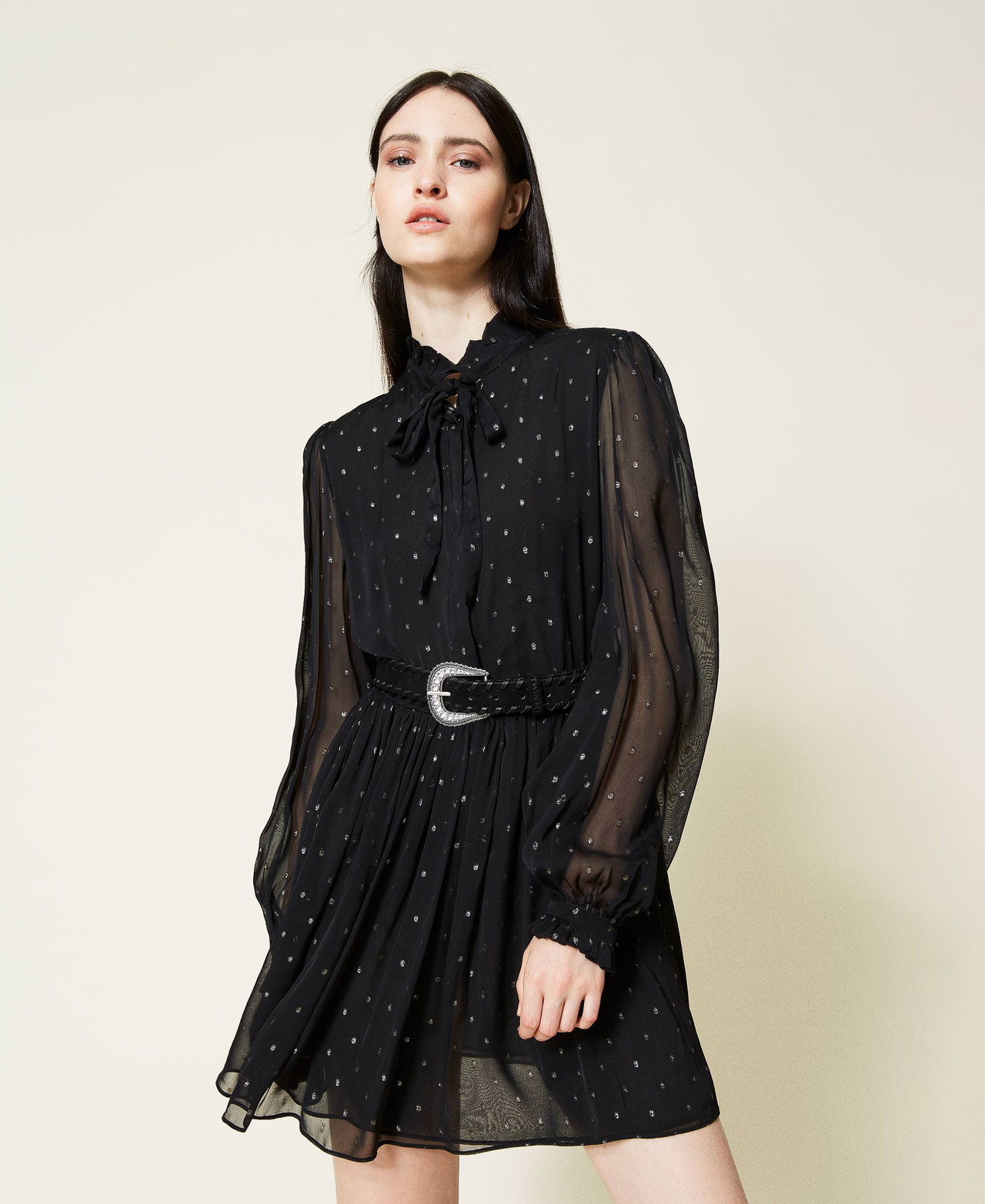 Robe Noire Femme – Manches En Chiffon, Taille 40, Sans étiquette