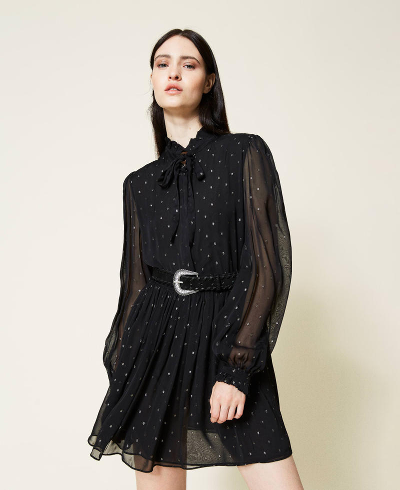 Fil coup&eacute; chiffon dress Black Woman 212TT2401-01