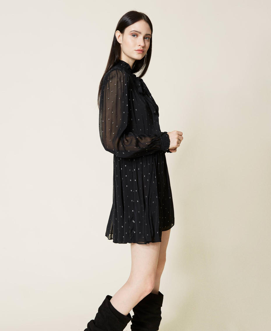 Fil coup&eacute; chiffon dress Black Woman 212TT2401-03