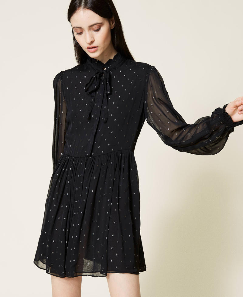 Fil coup&eacute; chiffon dress Black Woman 212TT2401-05