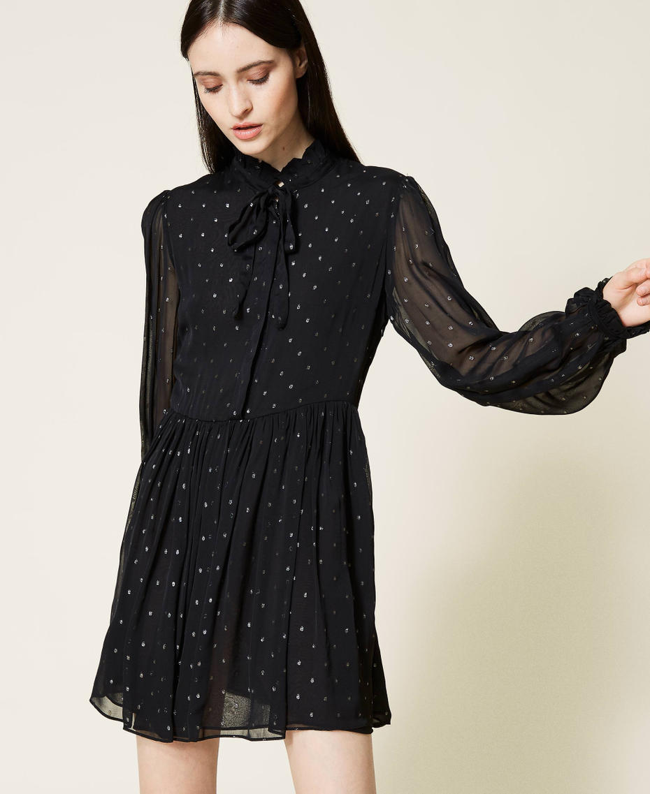 Fil coup&eacute; chiffon dress Black Woman 212TT2401-05