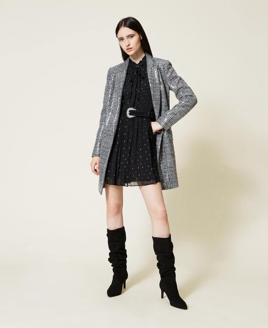 Fil coup&eacute; chiffon dress Black Woman 212TT2401-0T