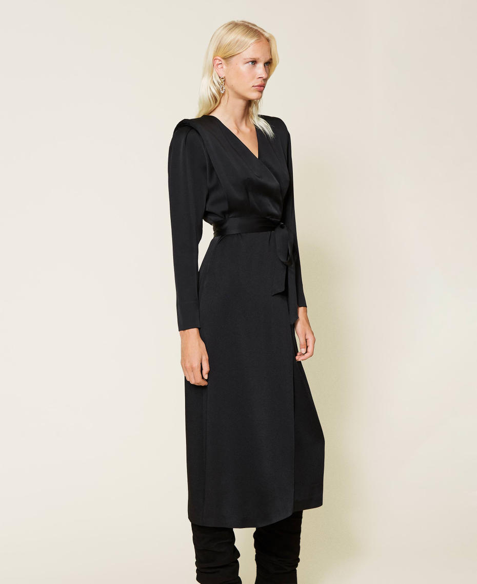 Длинное платье из кади-атласа Черный женщина 212TT2411-03