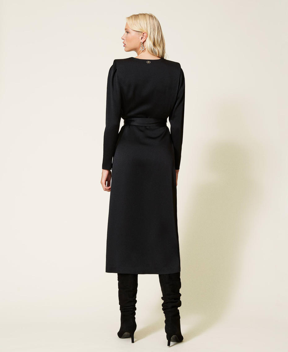 Длинное платье из кади-атласа Черный женщина 212TT2411-04
