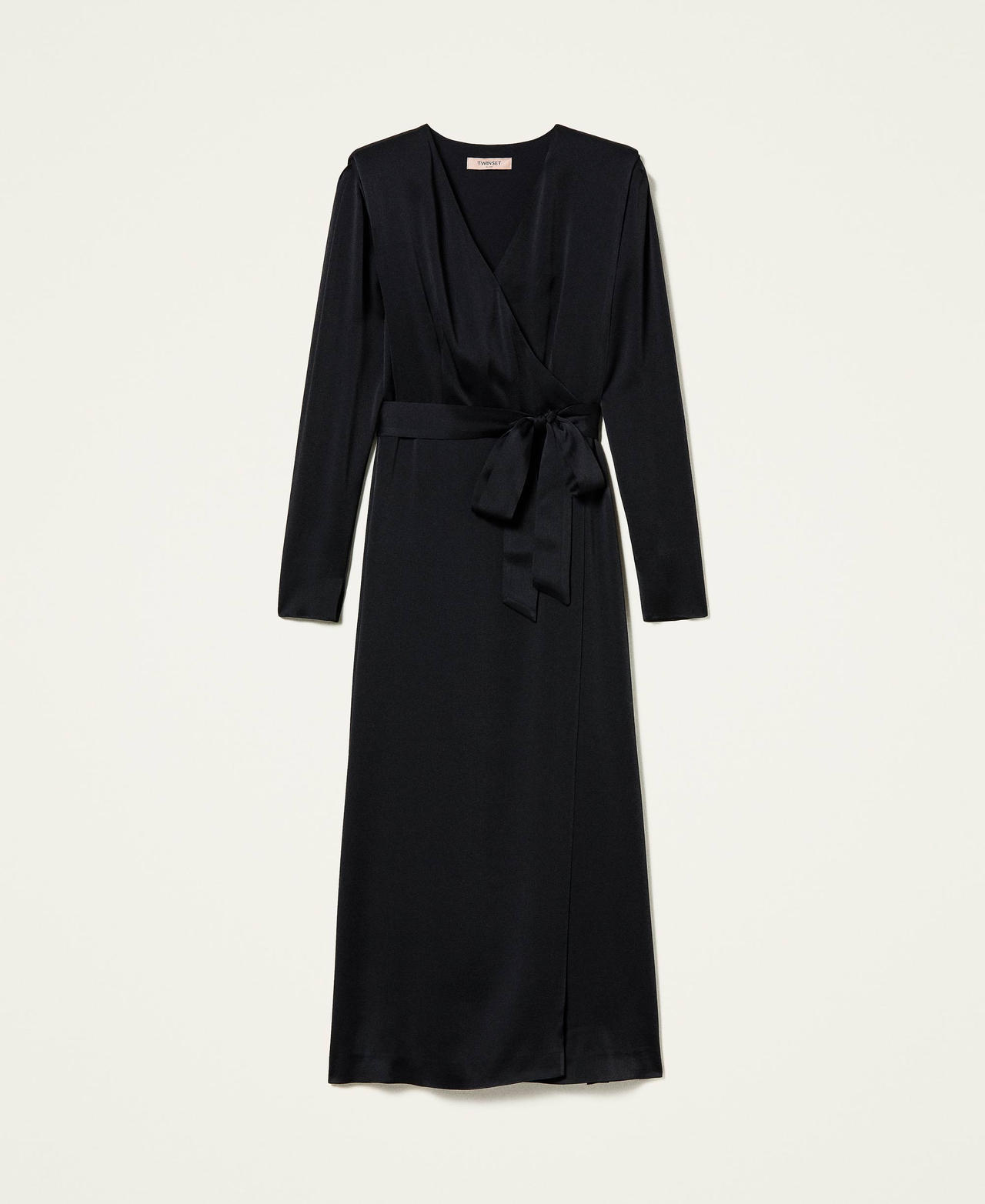 Длинное платье из кади-атласа Черный женщина 212TT2411-0S