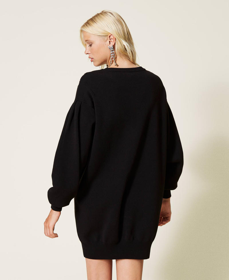 Strickkleid mit Spitze und Logo Schwarz Frau 212TT3041-03