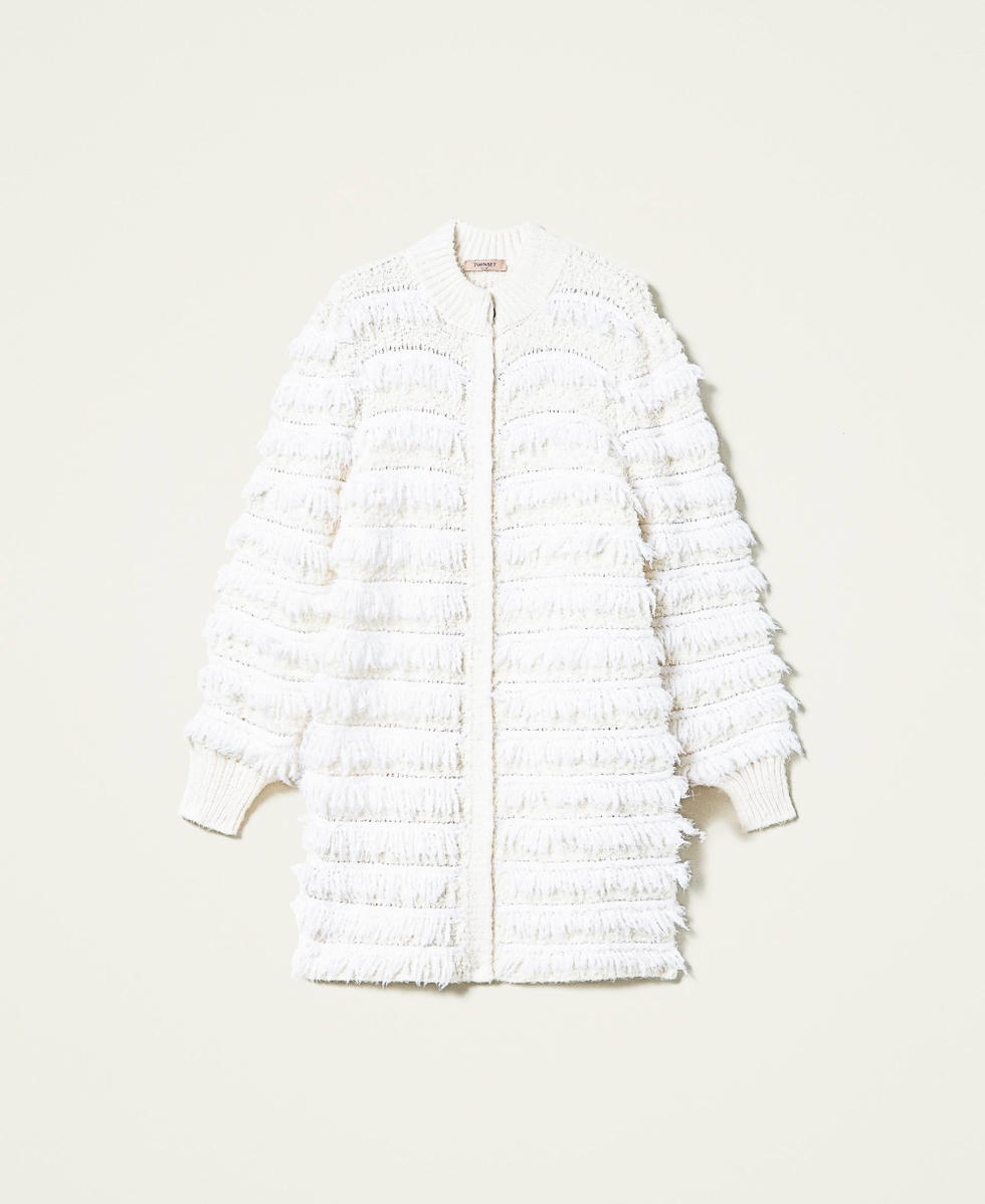 Wool blend coat with fringes White Snow Woman 212TT3060-0S