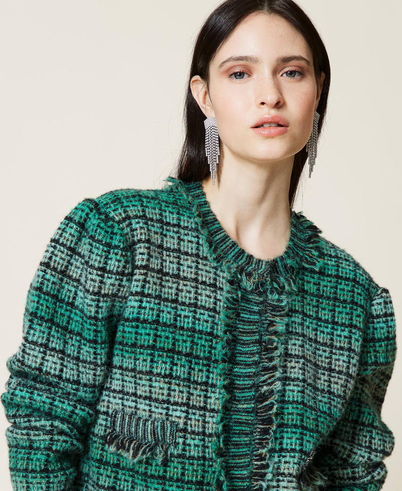 Check jacquard alpaca blend jacket “Python” Green Nuanced Jacquard Woman 212TT3101-05