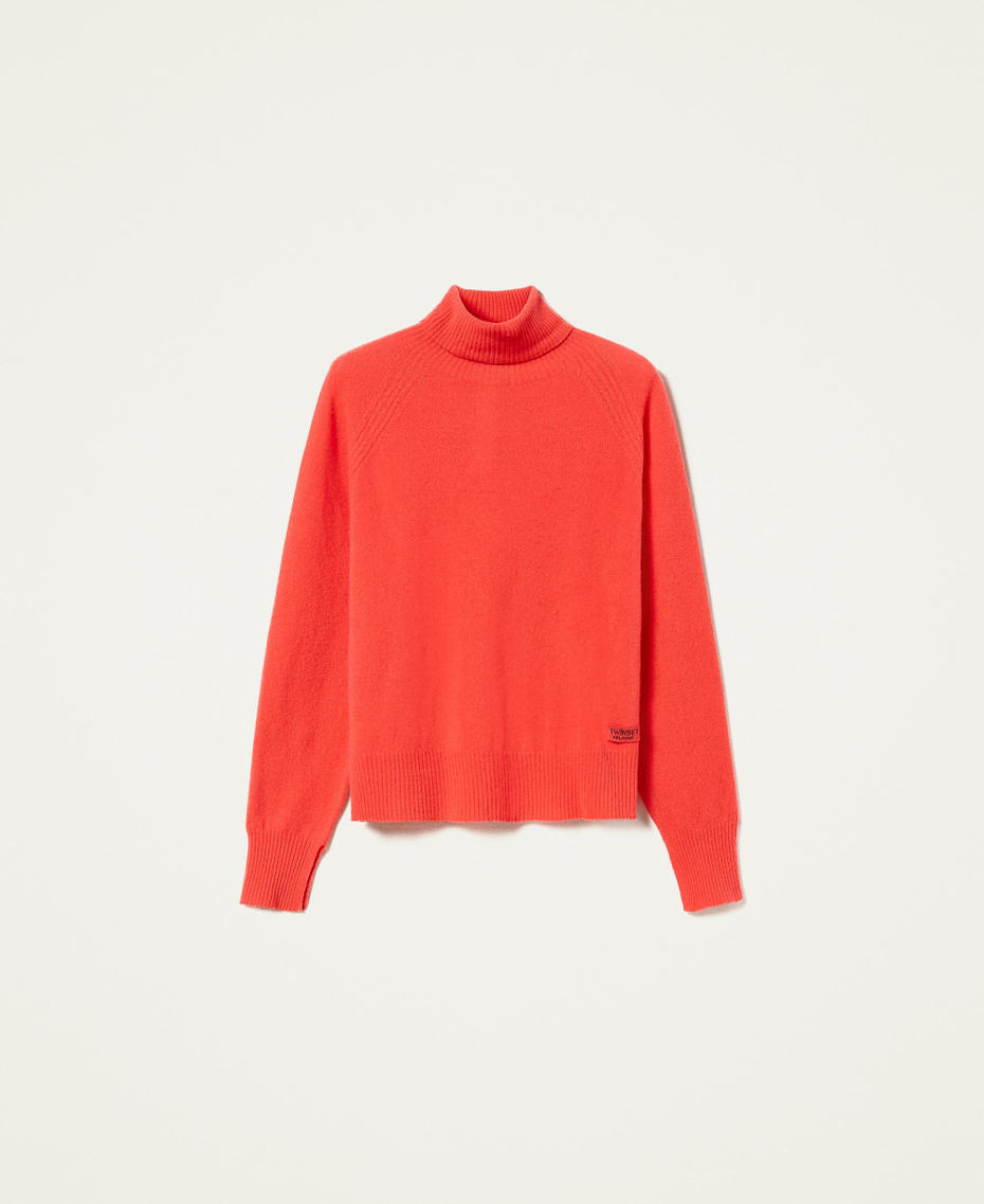 Pullover aus Wolle und Kaschmir „Coral Candy“-Rot Frau 212TT3120-0S