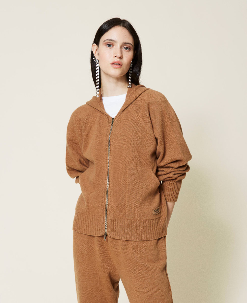 Wool and cashmere cardigan Woman, Brown | TWINSET Milano