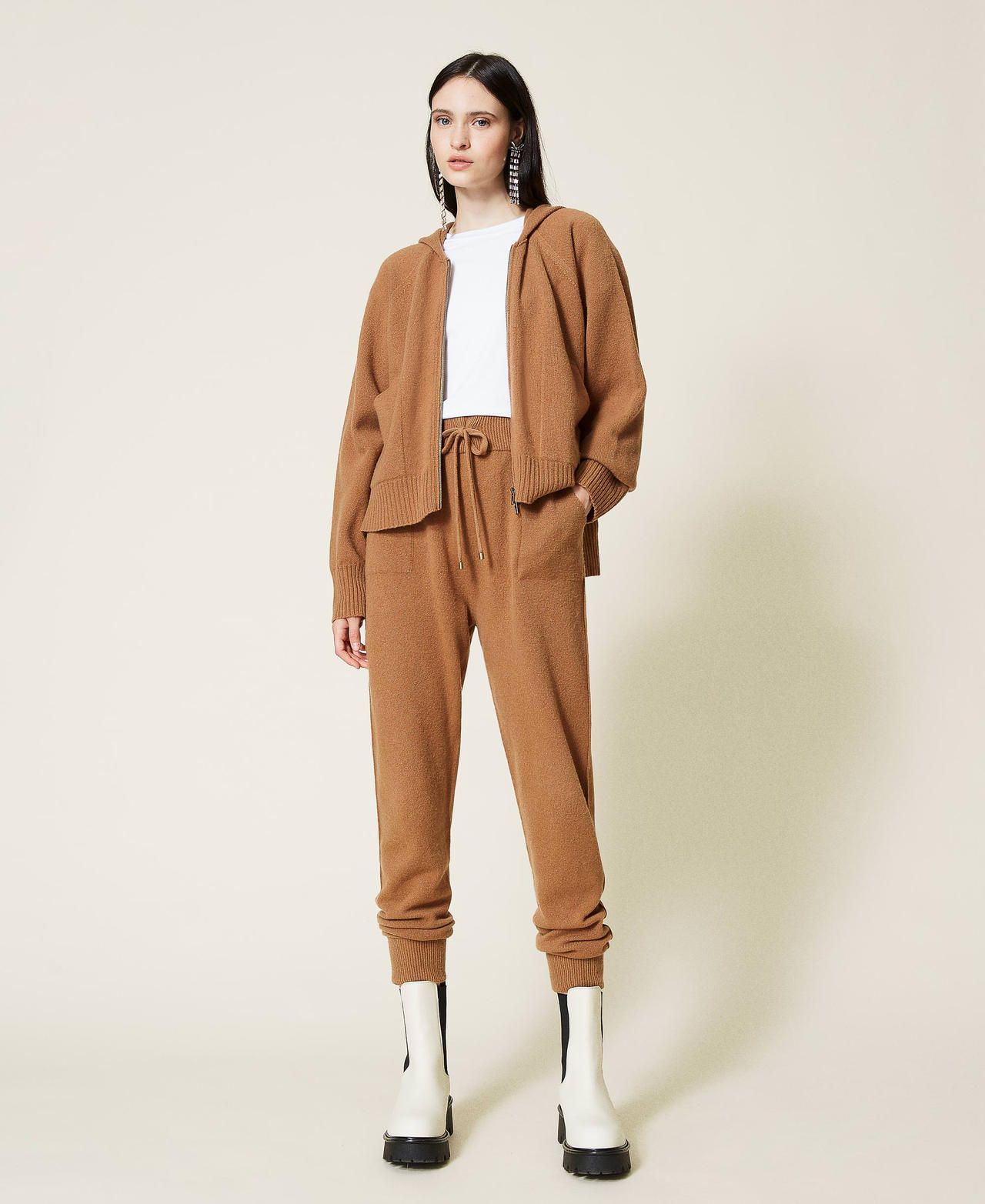 Wool and cashmere cardigan &ldquo;Rum&rdquo; Brown Woman 212TT3122-02