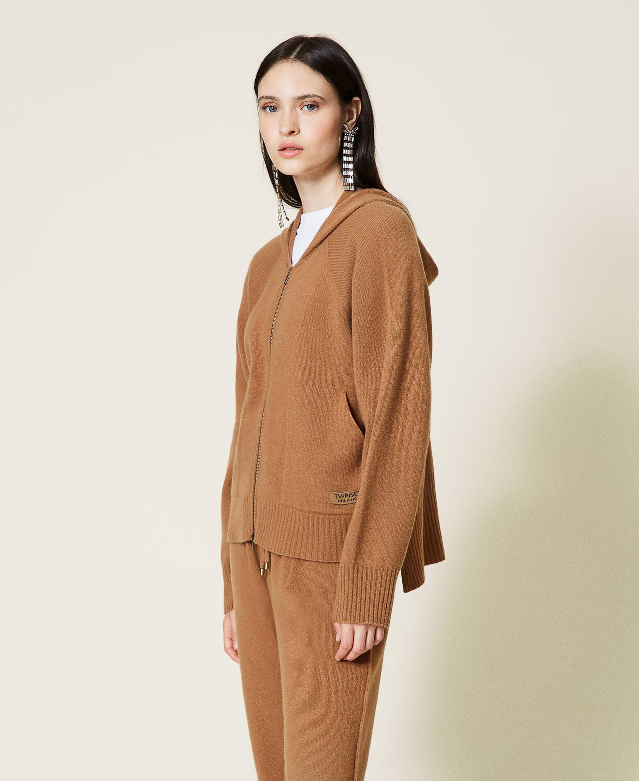 Wool and cashmere cardigan “Rum” Brown Woman 212TT3122-03