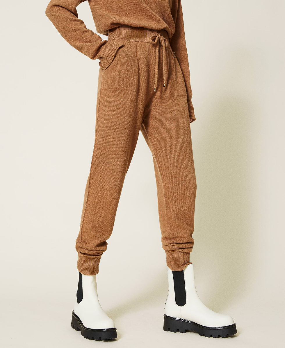 Wool and cashmere joggers Woman, Brown