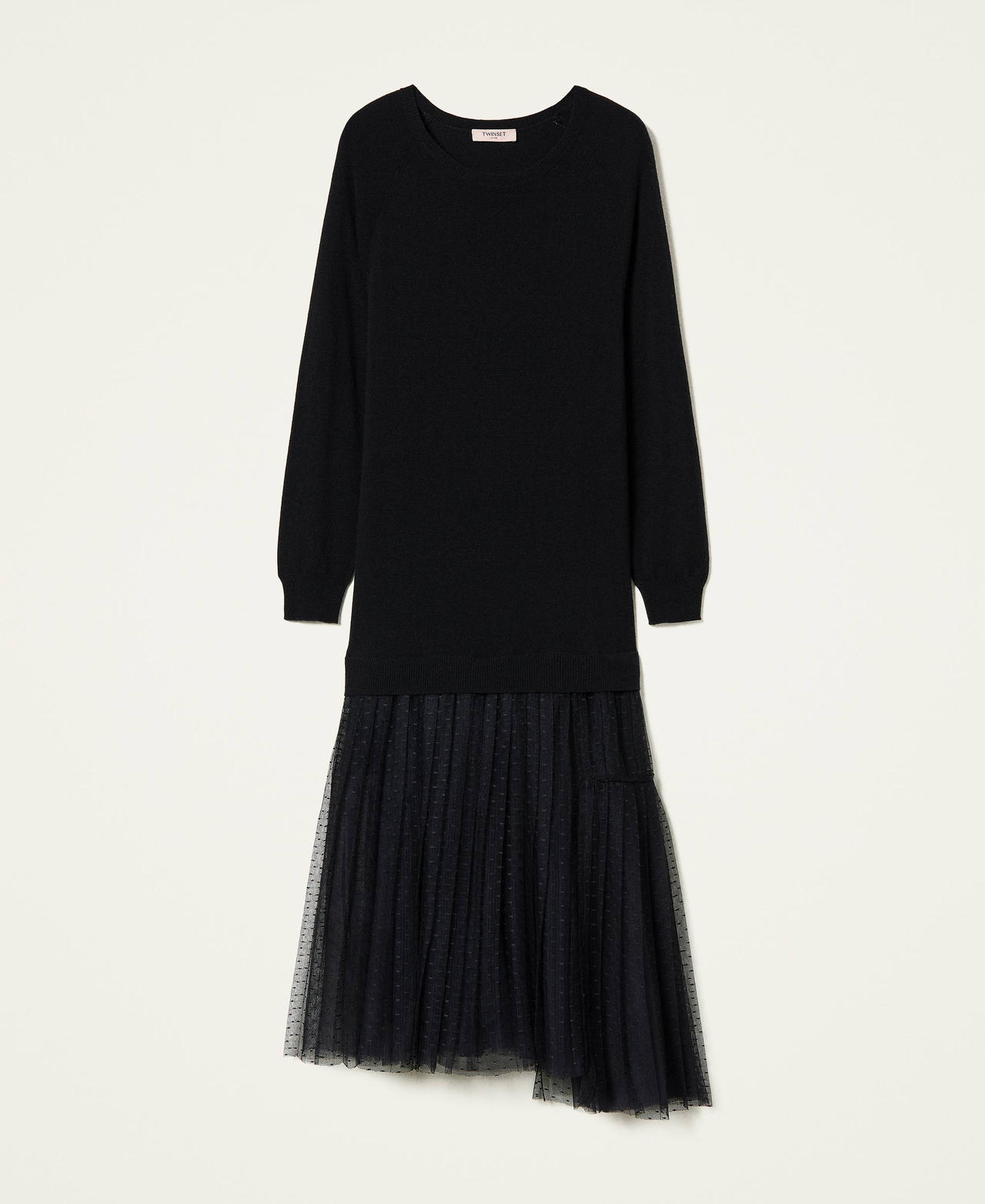 Long tulle and knit dress Black Woman 212TT3174-0S
