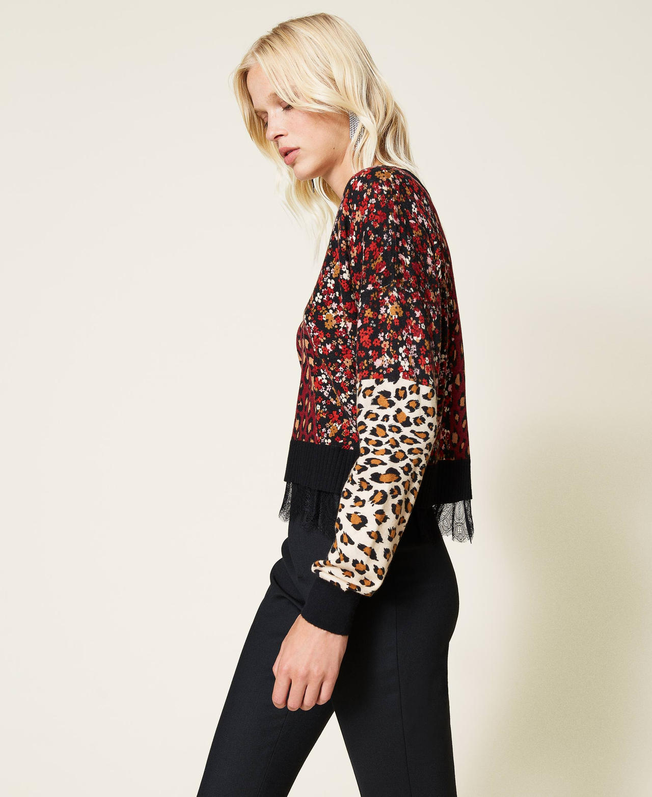 Pull-cardigan imprim&eacute; Imprim&eacute; Rayure Fleur Animalier Femme 212TT3240-02
