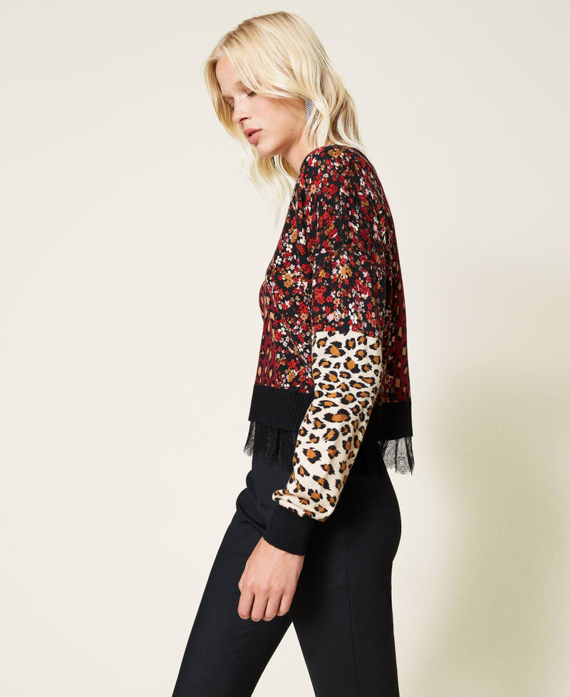 Pull-cardigan imprim&eacute; Imprim&eacute; Rayure Fleur Animalier Femme 212TT3240-02