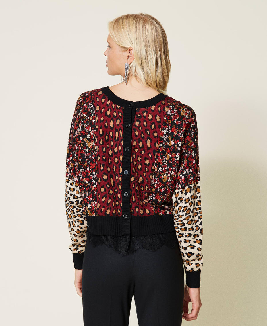 Pull-cardigan imprim&eacute; Imprim&eacute; Rayure Fleur Animalier Femme 212TT3240-03