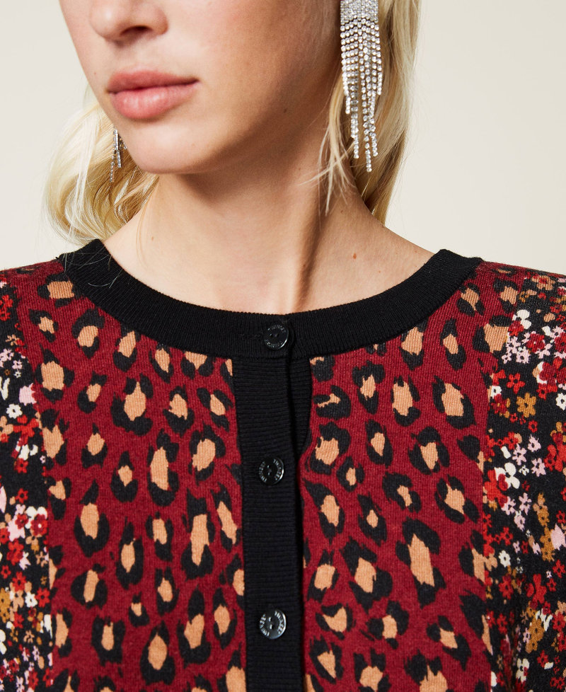 Pull-cardigan imprim&eacute; Imprim&eacute; Rayure Fleur Animalier Femme 212TT3240-04