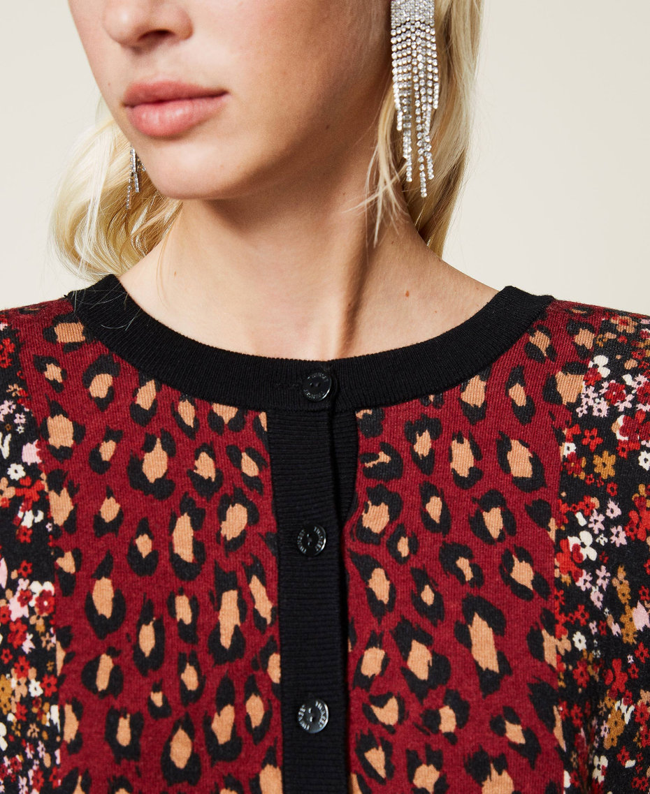Pull-cardigan imprim&eacute; Imprim&eacute; Rayure Fleur Animalier Femme 212TT3240-04