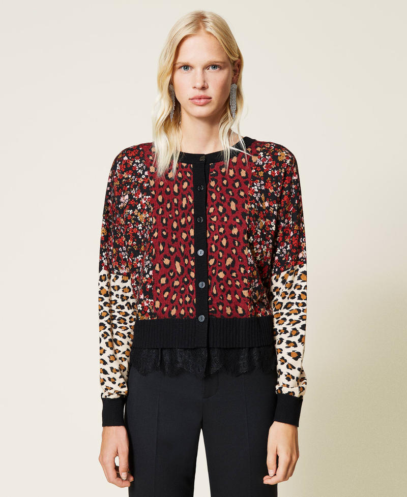 Pull-cardigan imprim&eacute; Imprim&eacute; Rayure Fleur Animalier Femme 212TT3240-05
