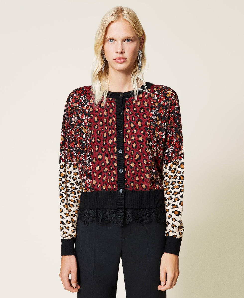 Pull-cardigan imprim&eacute; Imprim&eacute; Rayure Fleur Animalier Femme 212TT3240-05