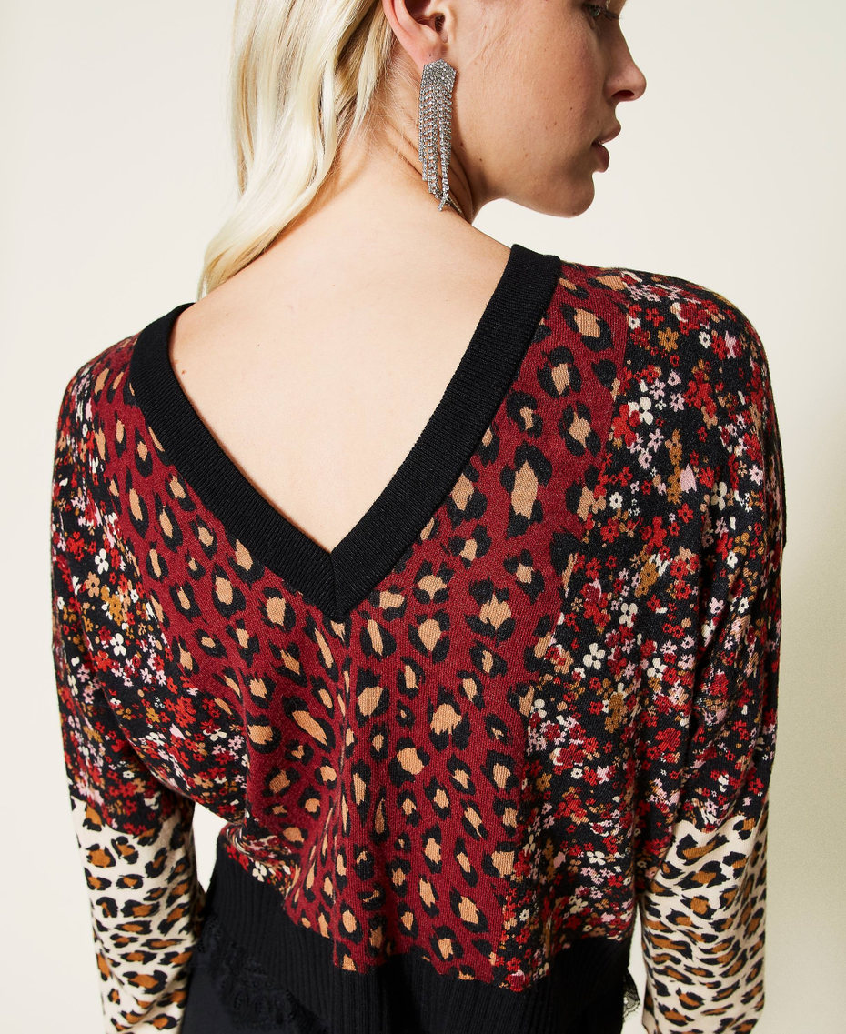 Pull-cardigan imprim&eacute; Imprim&eacute; Rayure Fleur Animalier Femme 212TT3240-06