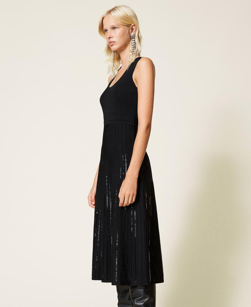 Knit dress with sequins Black Woman 212TT3262-03