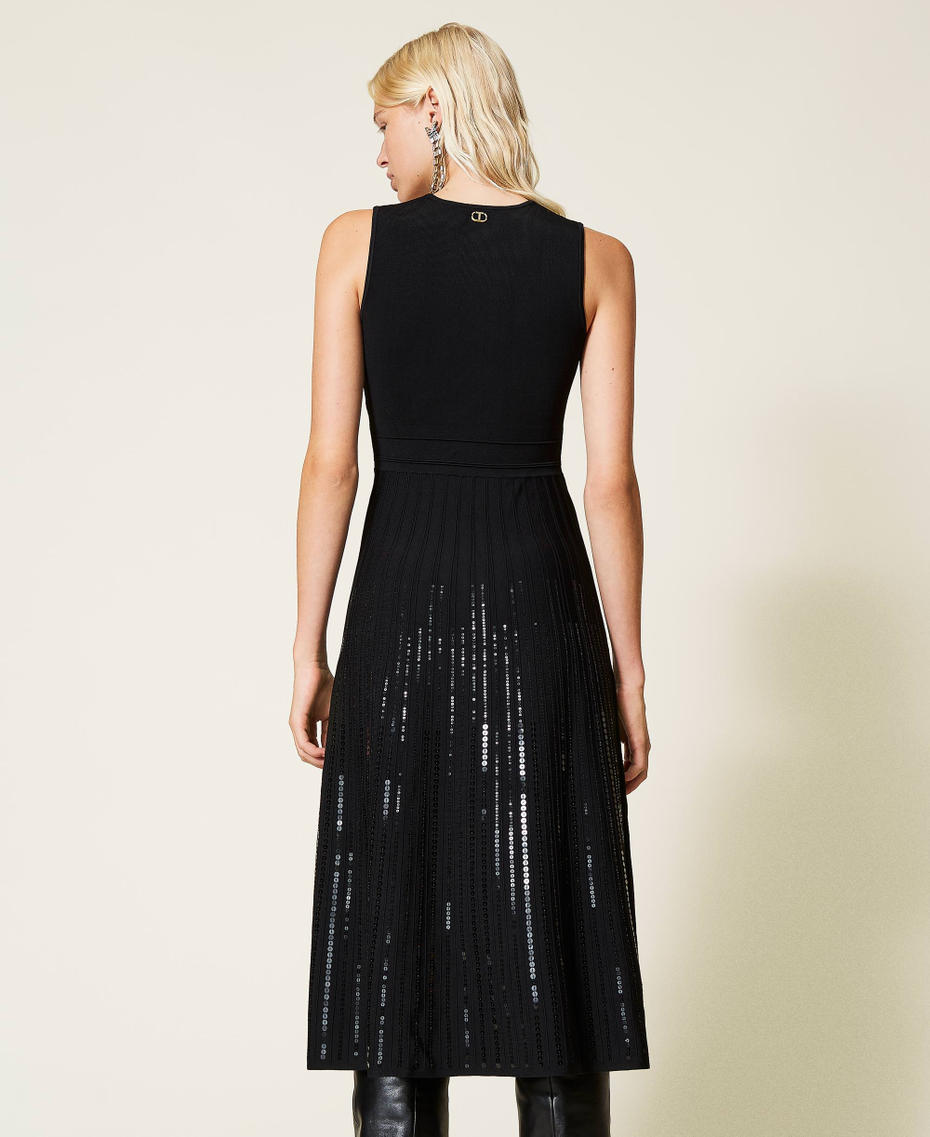 Knit dress with sequins Black Woman 212TT3262-04