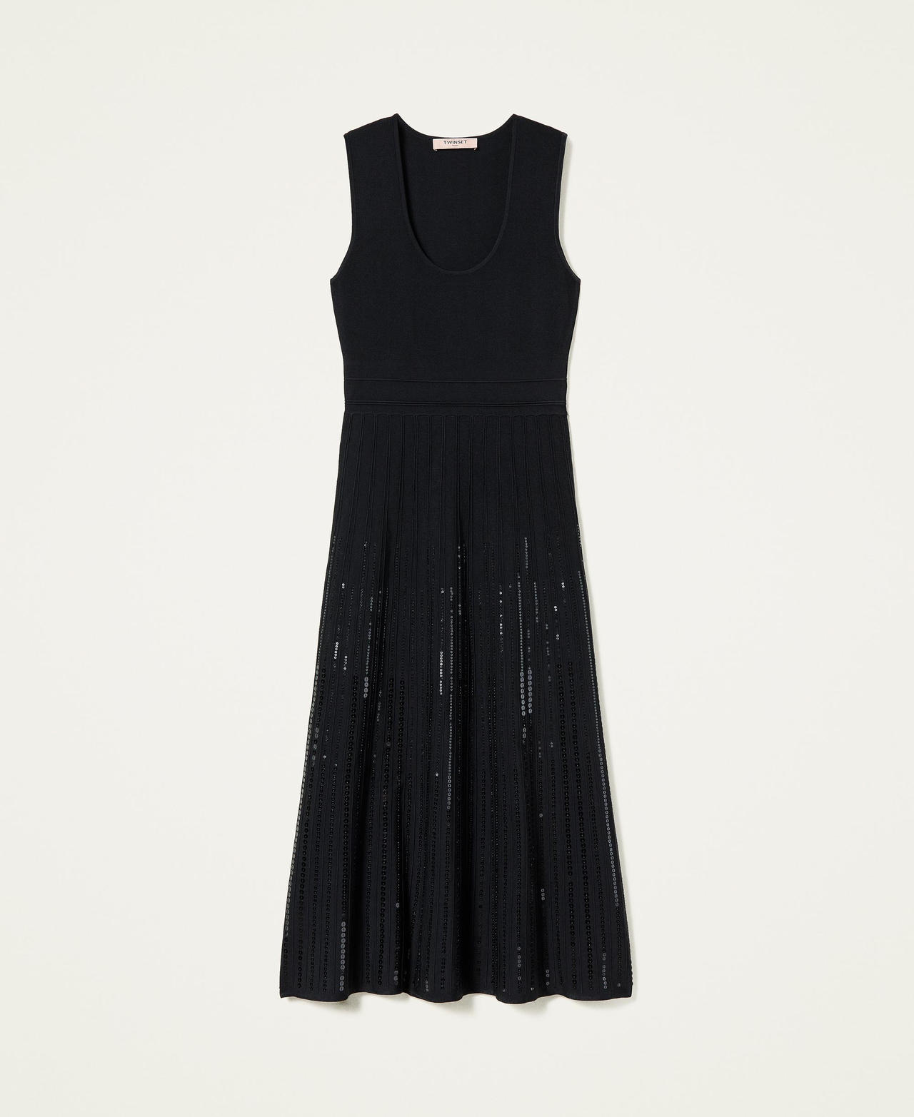 Knit dress with sequins Black Woman 212TT3262-0S