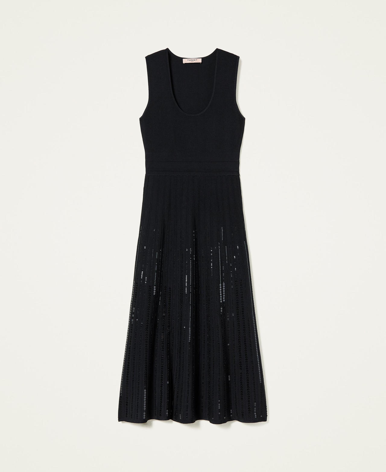 Трикотажное платье с пайетками Черный женщина 212TT3262-0S