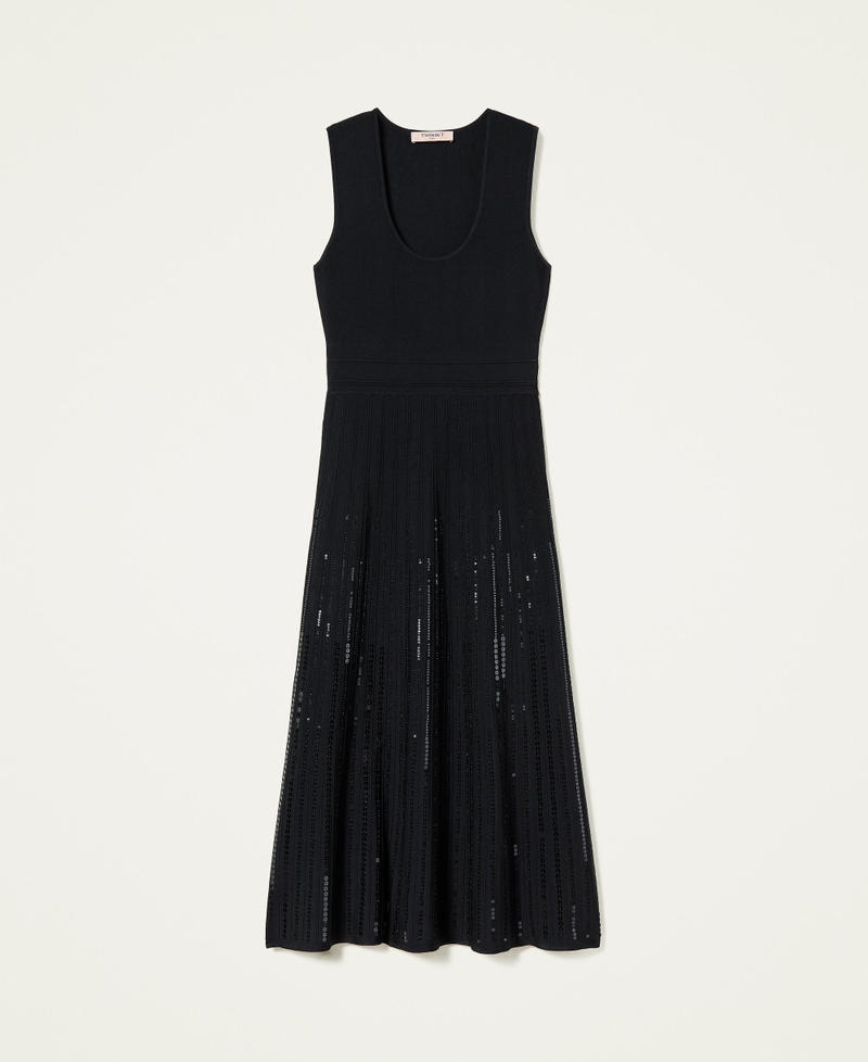 Knit dress with sequins Black Woman 212TT3262-0S